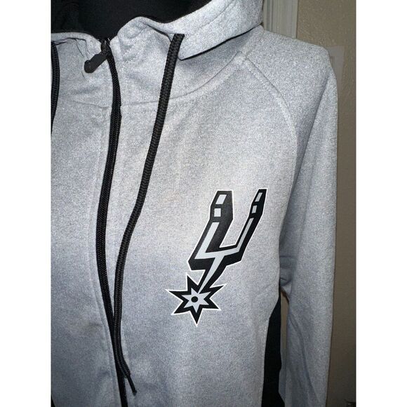 Men's San Antonio Spurs Zip-Up Hoodie Black Gray Size L NBA Licensed Sweatshirt - Picture 7 of 9